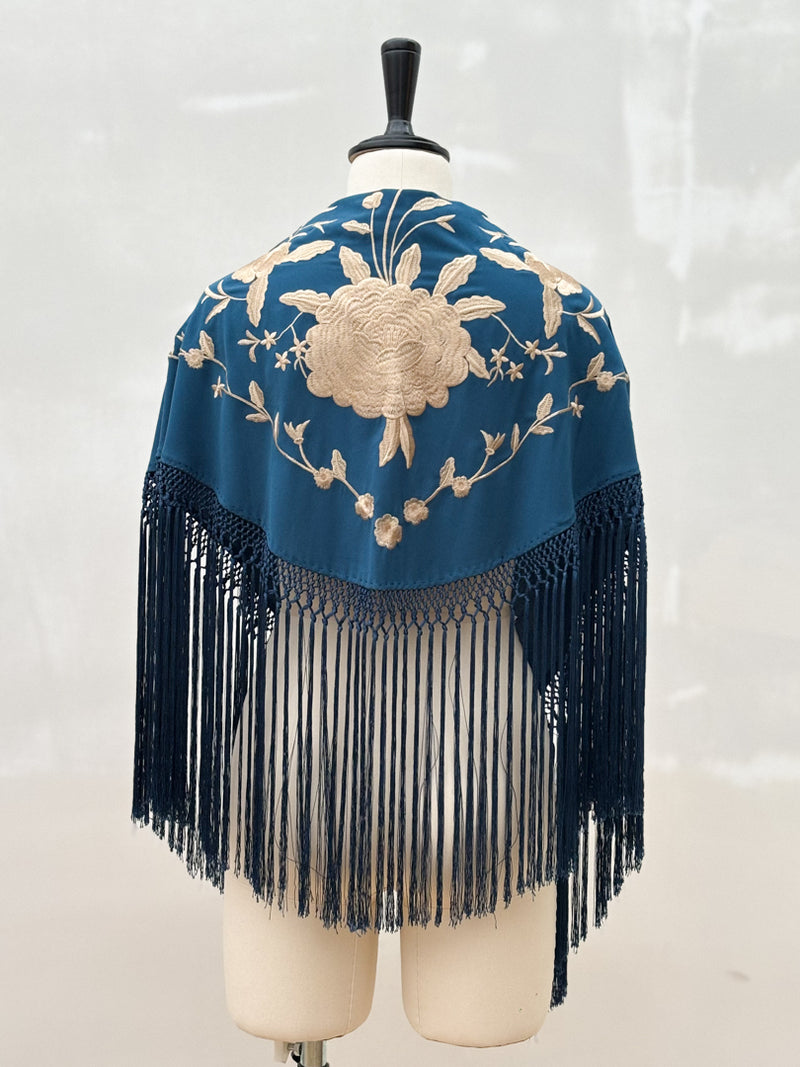 Mantón Sevillano Azul Marino