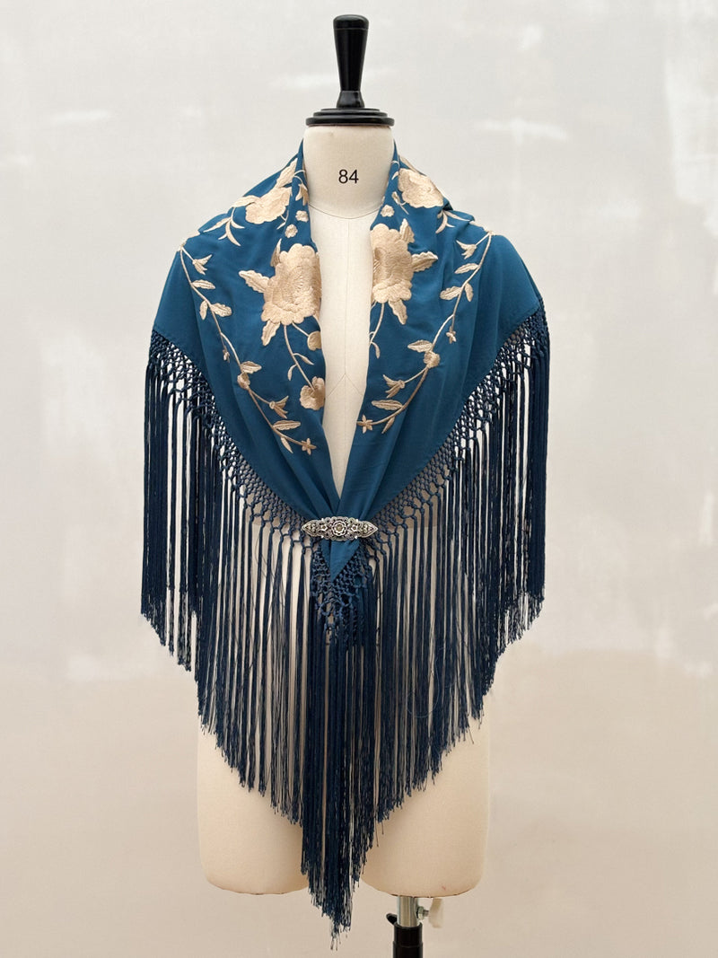 Mantón Sevillano Azul Marino