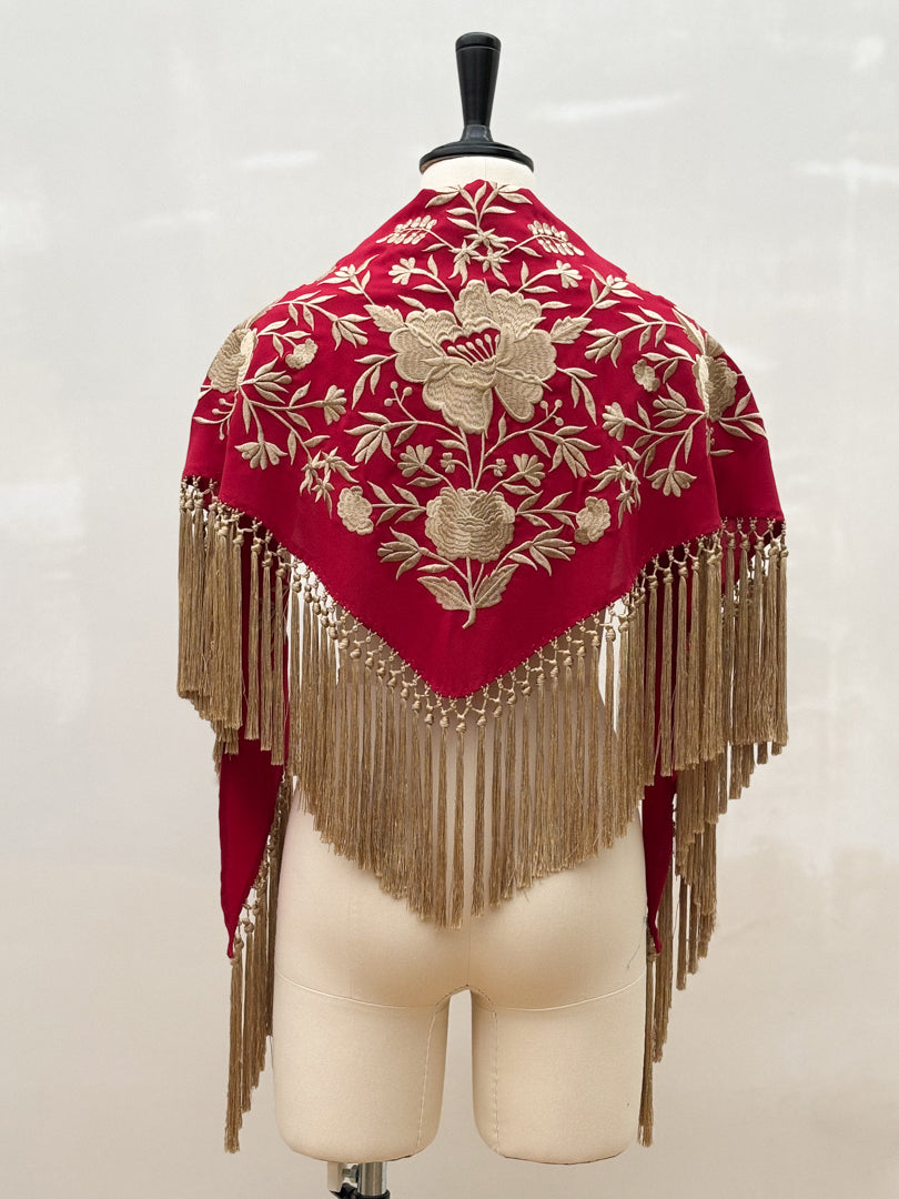 Mantón Sevillano Rojo Dorado