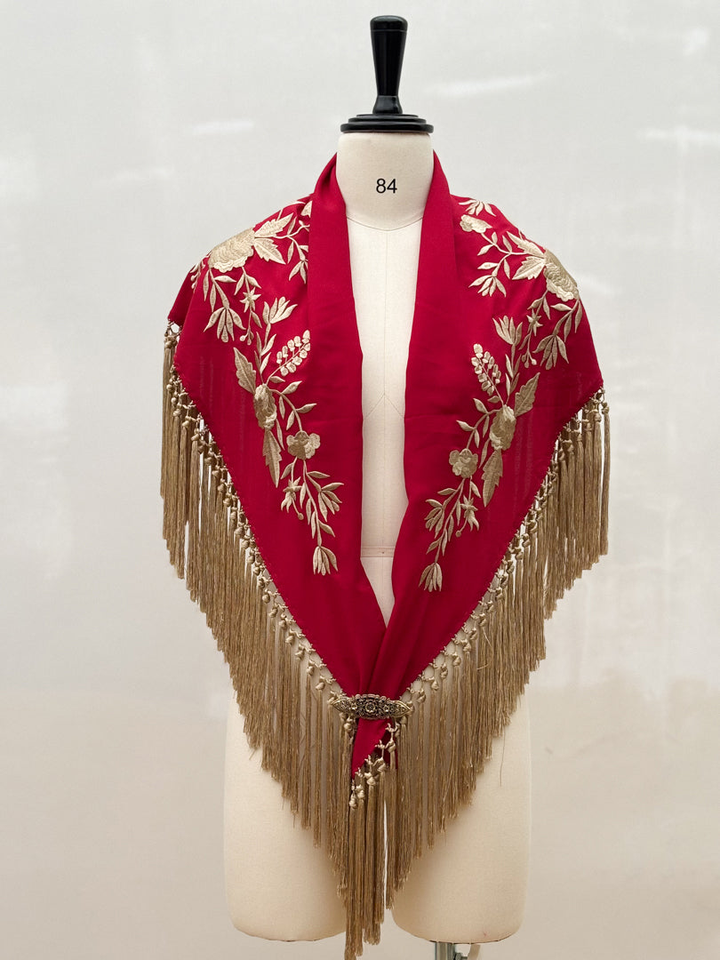 Mantón Sevillano Rojo Dorado