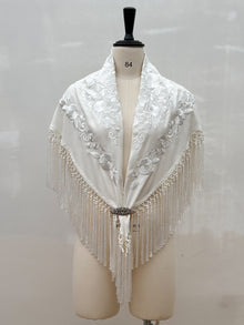 Mantón Sevillano Celeste Blanco