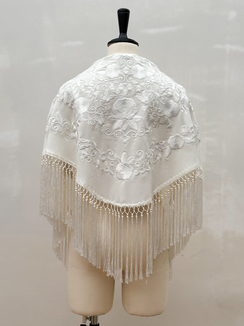 Mantón Sevillano Celeste Blanco