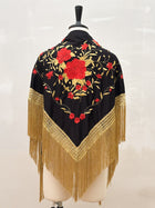 Mantón Sevillano Negro Dorado Rojo