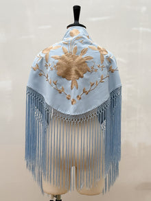 Mantón Sevillano Celeste Dorado