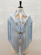 Mantón Sevillano Celeste Dorado