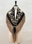 Mantón Sevillano Negro Dorado