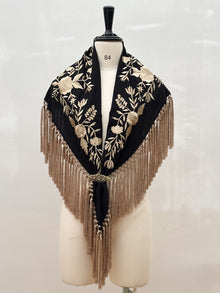 Mantón Sevillano Negro Dorado
