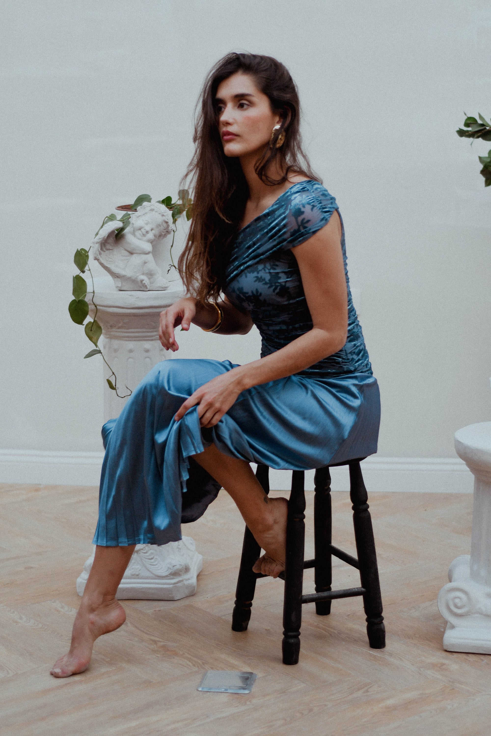 Vestido Paula Azul Petroleo