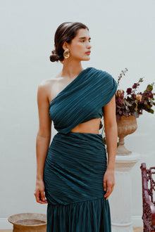 Vestido Plisado Turquesa