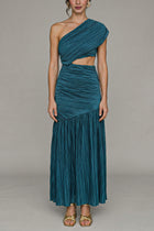 Vestido Plisado Turquesa