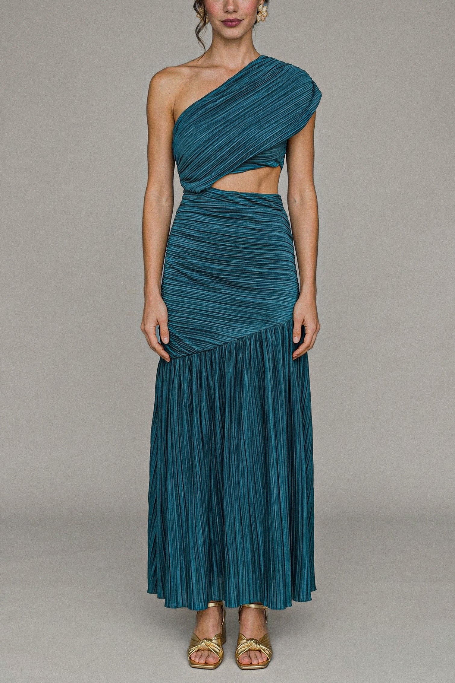 Vestido Plisado Turquesa
