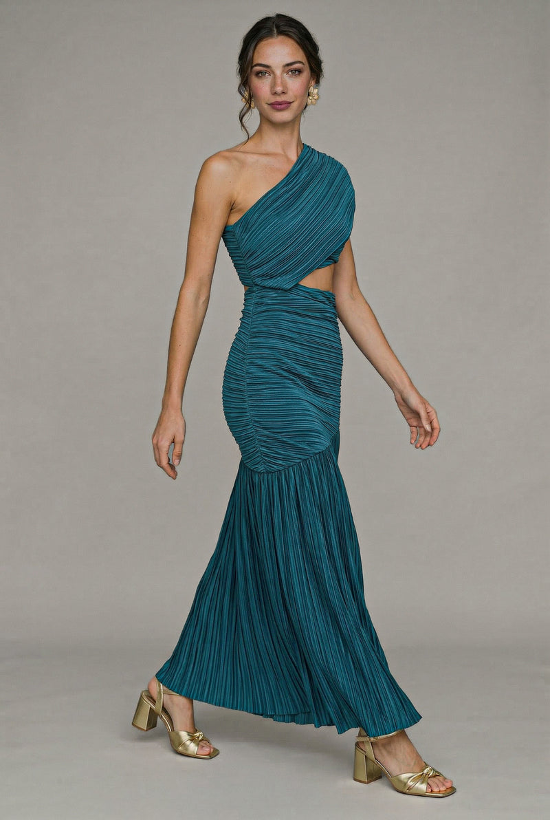 Vestido Plisado Turquesa