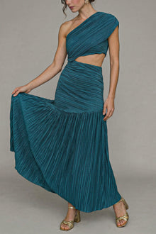 Vestido Plisado Turquesa