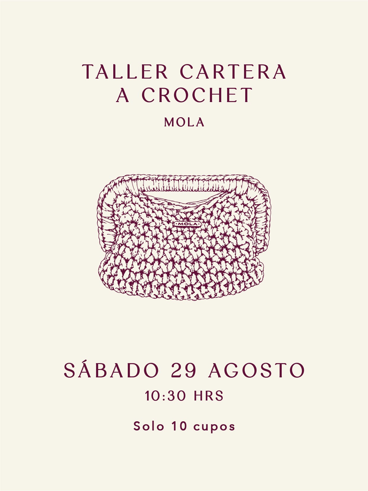 Taller Cartera a Crochet -  Mola - Sábado 29 Agosto